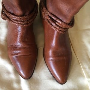 Leather mid calf boots